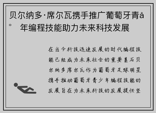 贝尔纳多·席尔瓦携手推广葡萄牙青少年编程技能助力未来科技发展
